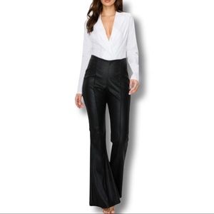 Faux Leather High Waisted Flared Pants